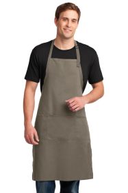 Port Authority Easy Care Extra Long Bib Apron with Stain Release A700 (Color: Khaki, size: OSFA)